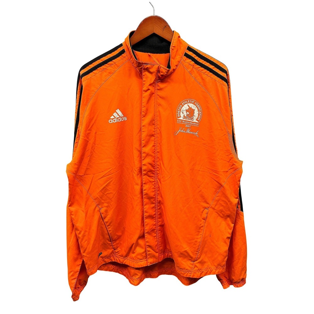 Adidas Boston Marathon Jacket Men's Orange Windbreaker Vintage 2007